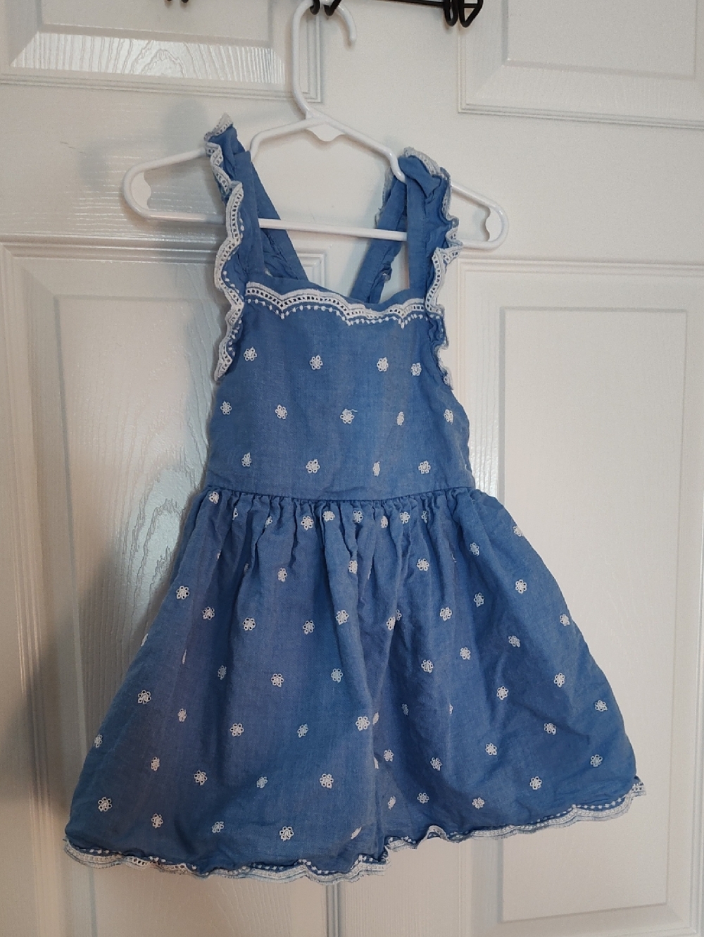 Cat & Jack Blue Eyelet Sundress with White Embroidery